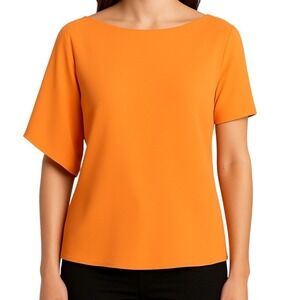 Amanda Uprichard Orange Asymmetrical One Shoulder Blouse Top Womens Size P/S